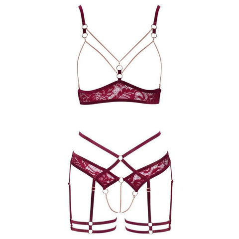 Abierta Fina's red lace lingerie set for a seductive look Abierta Fina's red lace lingerie set for a seductive look