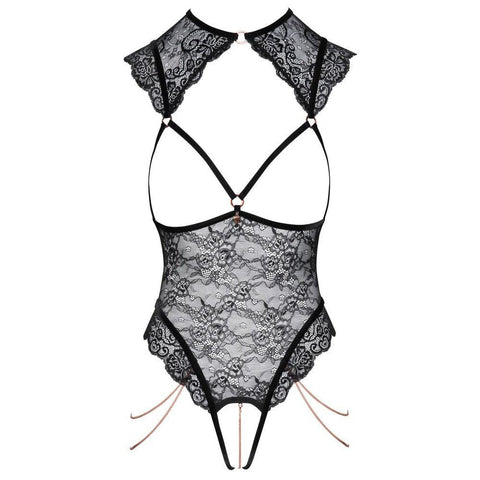 Elegant and seductive lace body lingerie in a flattering high-leg design Elegant and seductive lace body lingerie in a flattering high-leg design