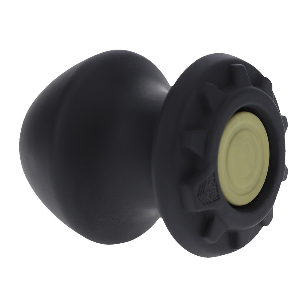 Doc Johnson Kum Keeper Medium Black silicone butt plug with flared base and tapered design for comfortable and secure use