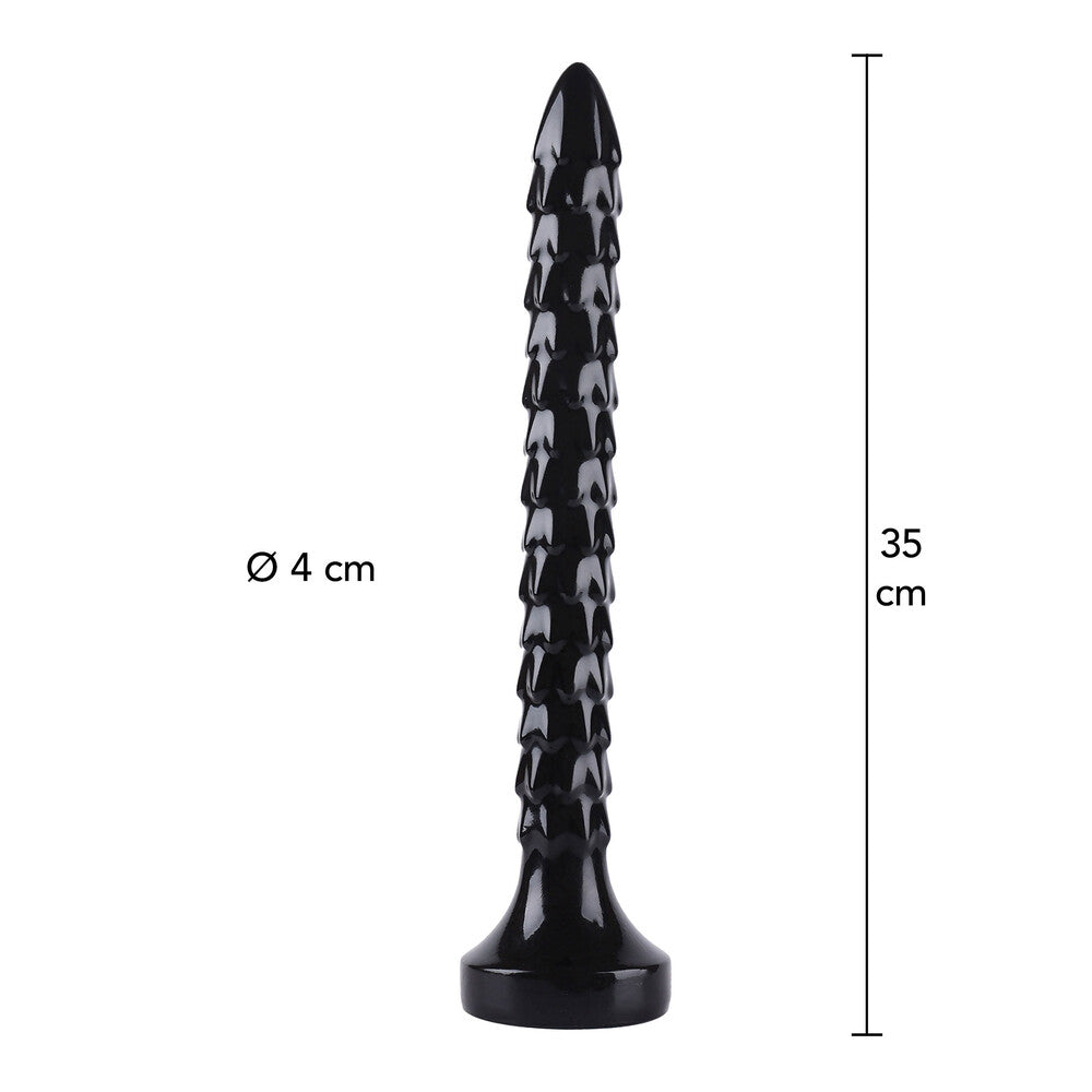 Black silicone anal snake toy with realistic texture and 137-inch length