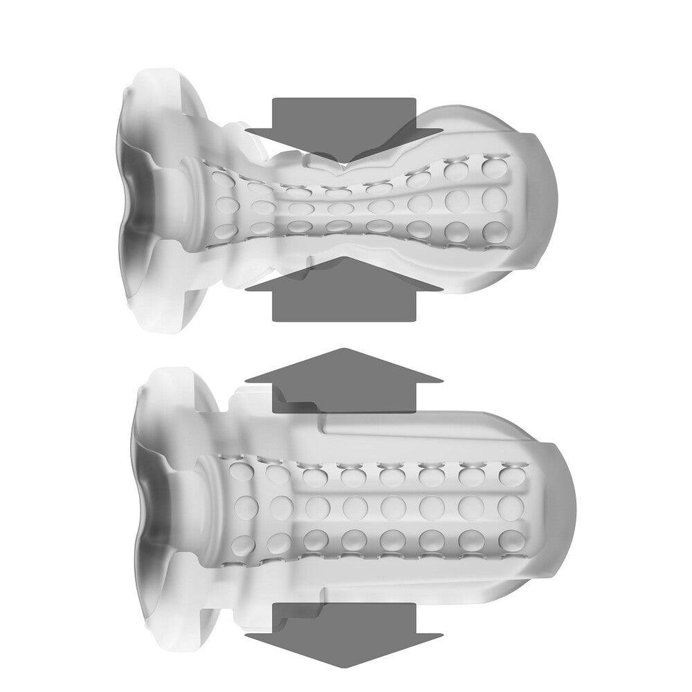 Close-up of the HiddenDesire Fusion X Super Suction Masturbator in use