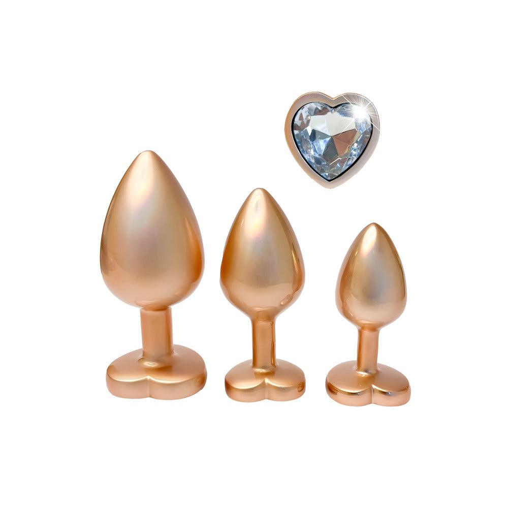 Beautifully crafted Gleaming Love Pearl Gold Butt Plug Set for luxurious pleasure