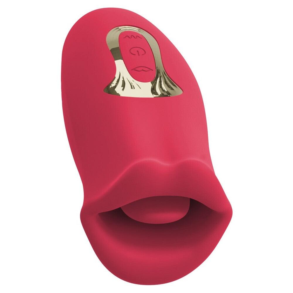 Oral Fun Moving Lips Tongue Vibrator in pink colour, on white background, with vibrating function 