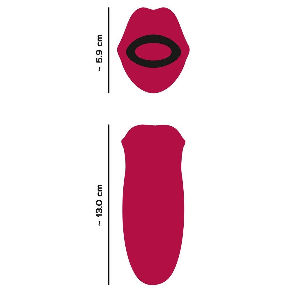  Oral Fun Moving Lips Tongue Vibrator packaging featuring product name and key features