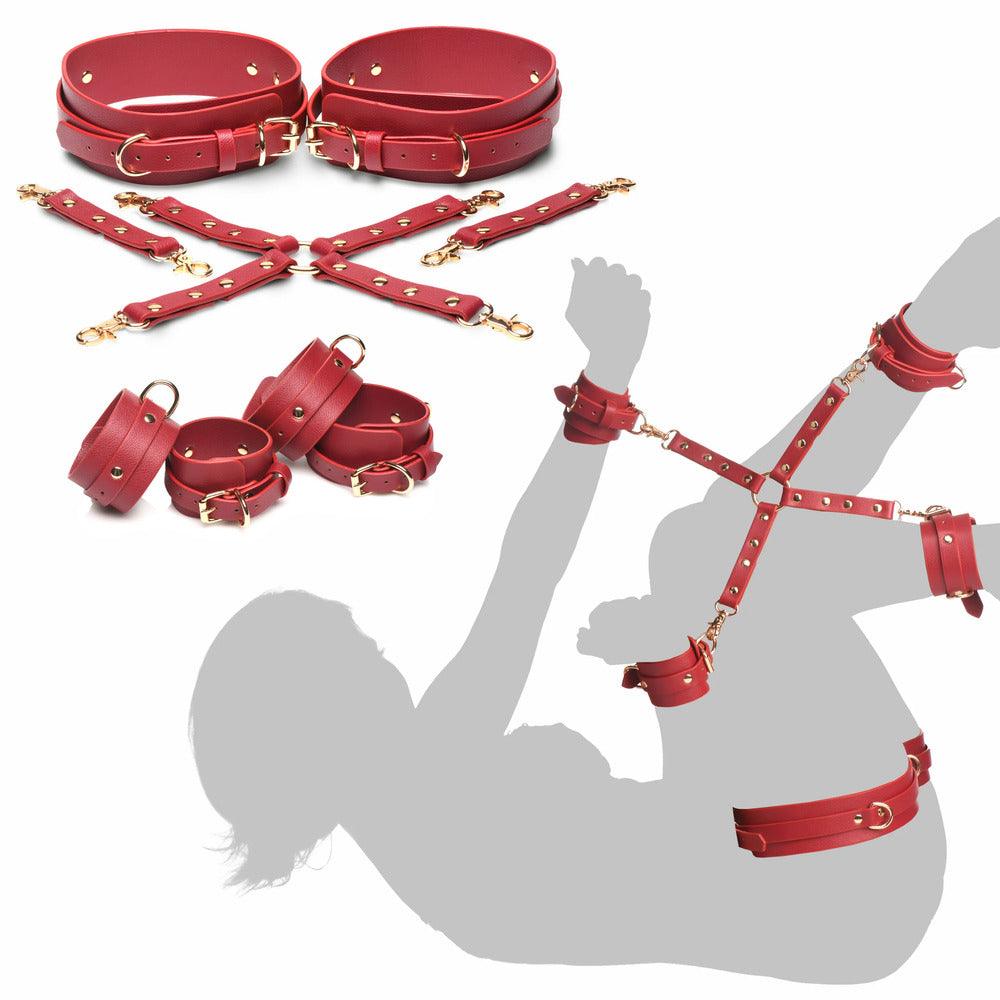 Strong and durable restraints for secure and comfortable hog tie position