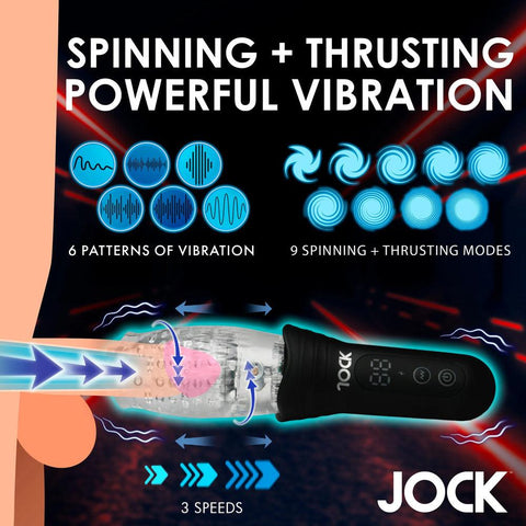 Get the ultimate satisfaction with the Jock Spinning Thrusting and Vibrating Masturbator