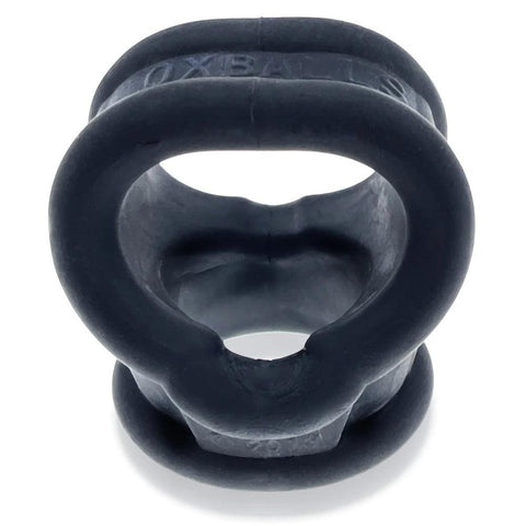 Black Oxballs Cocksling 2 silicone penis ring with attached ball stretcher