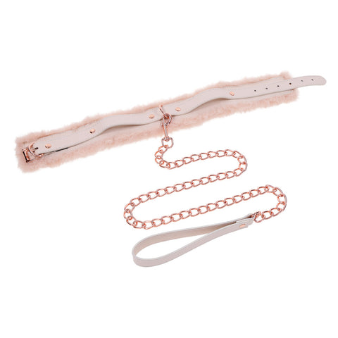  Elegant and Playful Fur Collar and Leash Set for Bedroom Fun