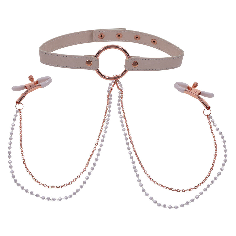 Sex and Mischief Collar with Nipple Clamps for BDSM play