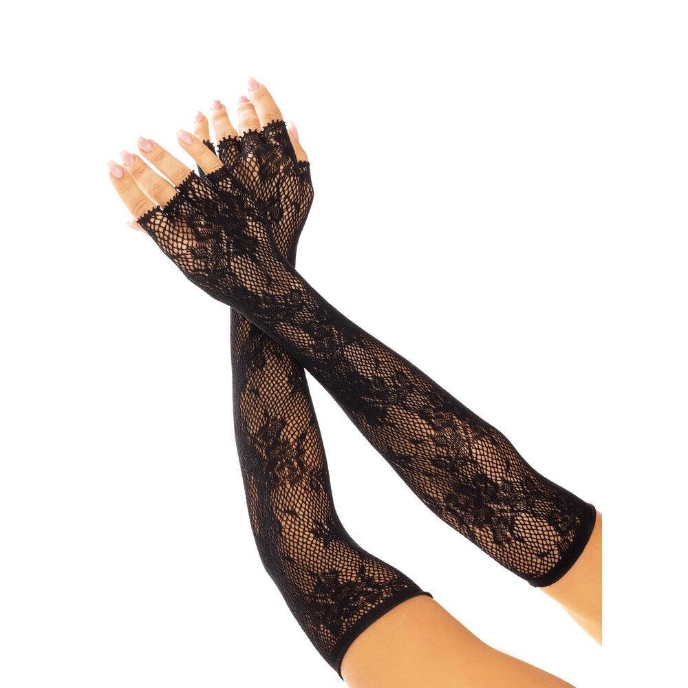 Leg Ave Floral Net Fingerless Gloves Black - Adult Planet - Online Sex Toys Shop UK