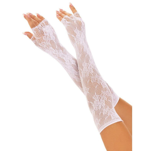 Leg Ave Floral Net Fingerless Gloves White - Adult Planet - Online Sex Toys Shop UK