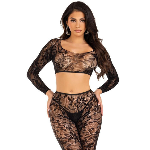 Leg Avenue Crop Top and Footless Tights UK 6 to 12 - Adult Planet - Online Sex Toys Shop UK