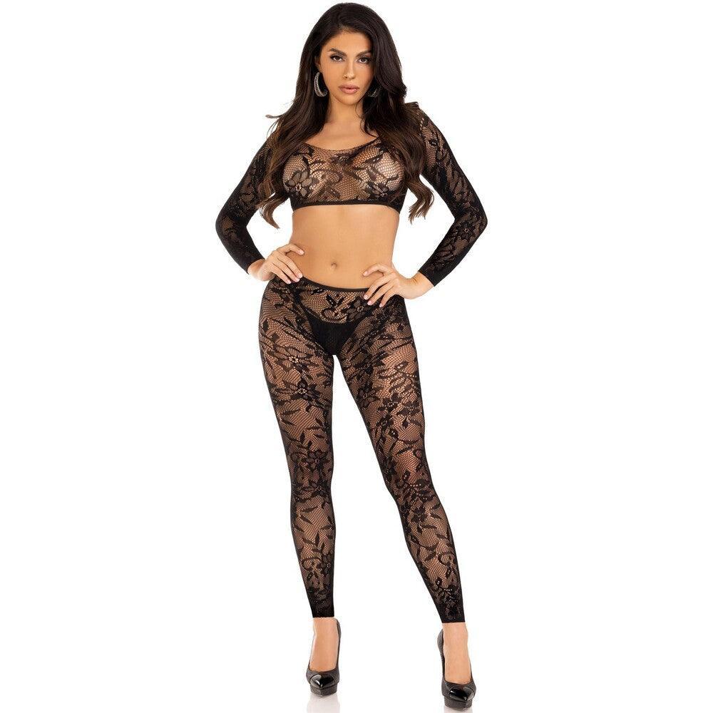 Leg Avenue Crop Top and Footless Tights UK 6 to 12 - Adult Planet - Online Sex Toys Shop UK