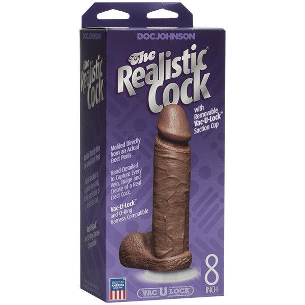 The Realistic Cock 8 Inch Dildo Flesh Brown - Adult Planet - Online Sex Toys Shop UK