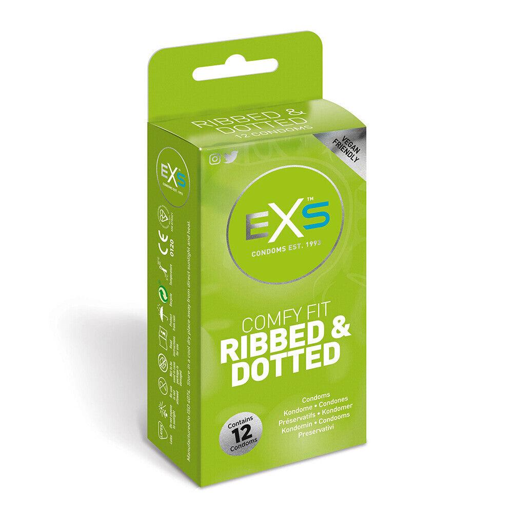 EXS Comfy Fit Ribbed and Dotted Condoms 12 Pack - Adult Planet - Online Sex Toys Shop UK