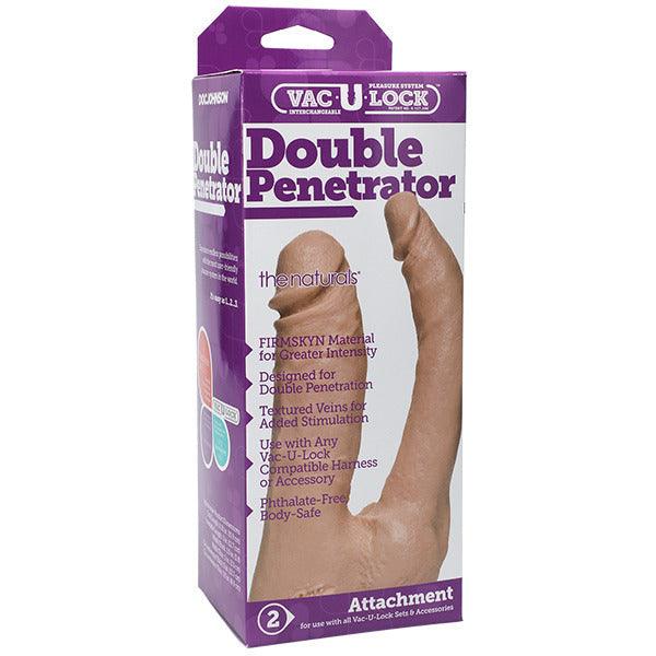 VacULock Double Penetrator Natural Dildo Attachment - Adult Planet - Online Sex Toys Shop UK