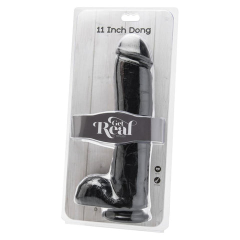 ToyJoy Get Real 11 Inch Dong With Balls Black - Adult Planet - Online Sex Toys Shop UK