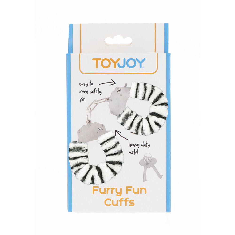ToyJoy Furry Fun Wrist Cuffs Zebra - Adult Planet - Online Sex Toys Shop UK