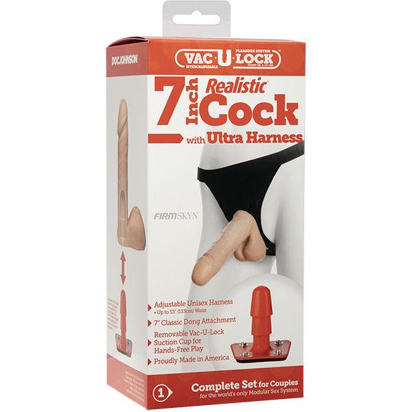 VacULock 7 Inch Realistic Cock With Ultra Harness - Adult Planet - Online Sex Toys Shop UK