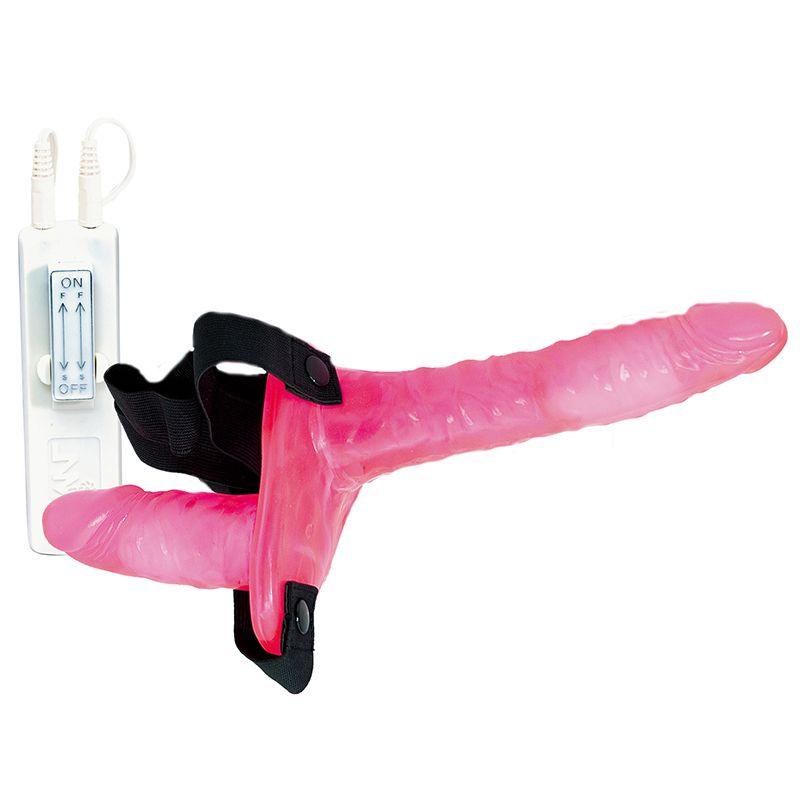 Joyride Pink Duo Double Penis Vibrating Dildo Strap On - Adult Planet - Online Sex Toys Shop UK