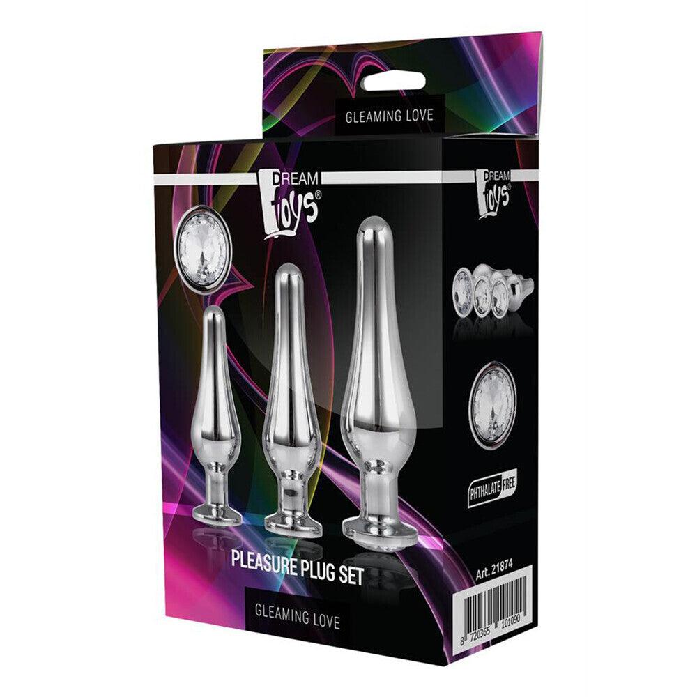 Gleaming Butt Plug Set Silver - Adult Planet - Online Sex Toys Shop UK