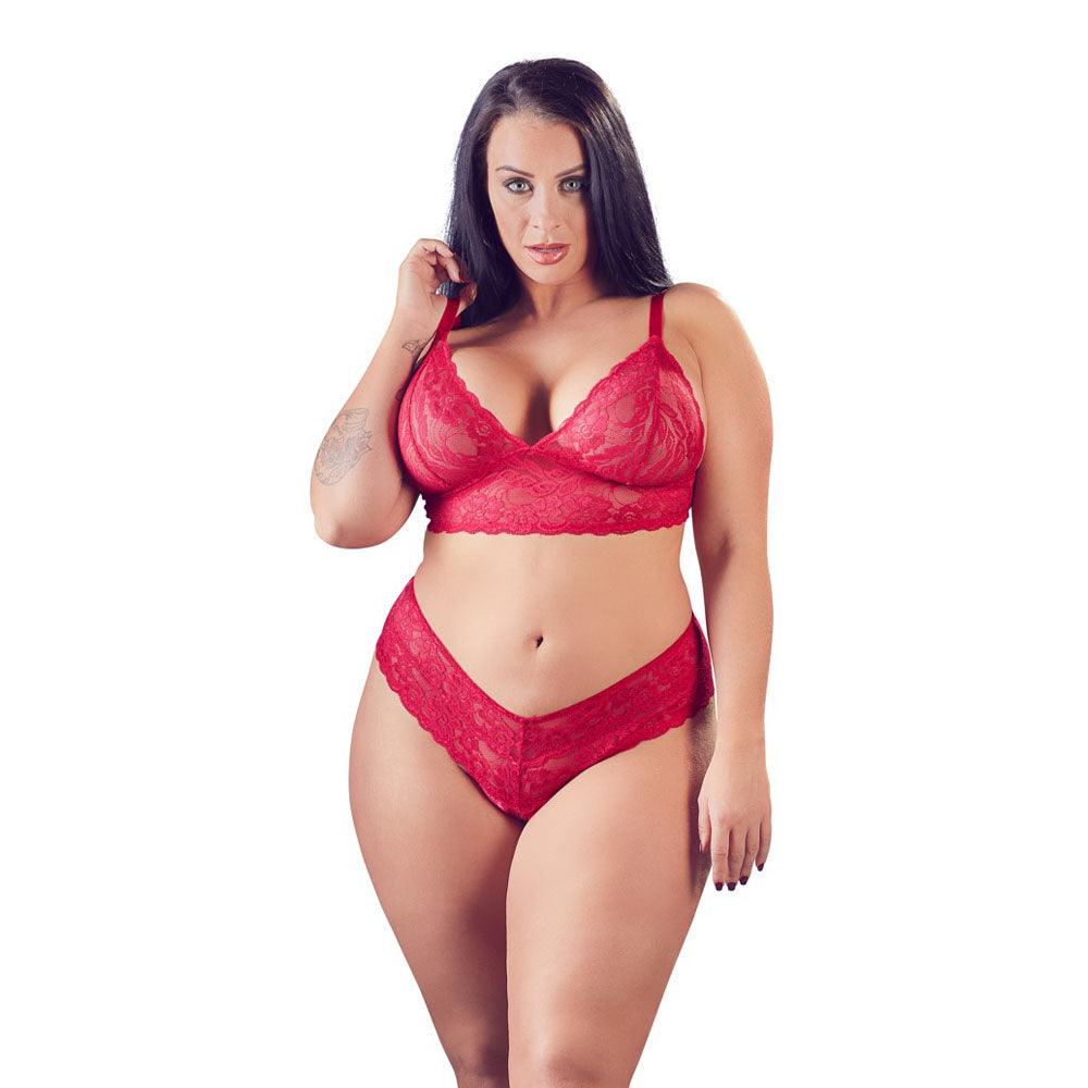 Cottelli Plus Size Red Lace Bra And Briefs - Adult Planet - Online Sex Toys Shop UK