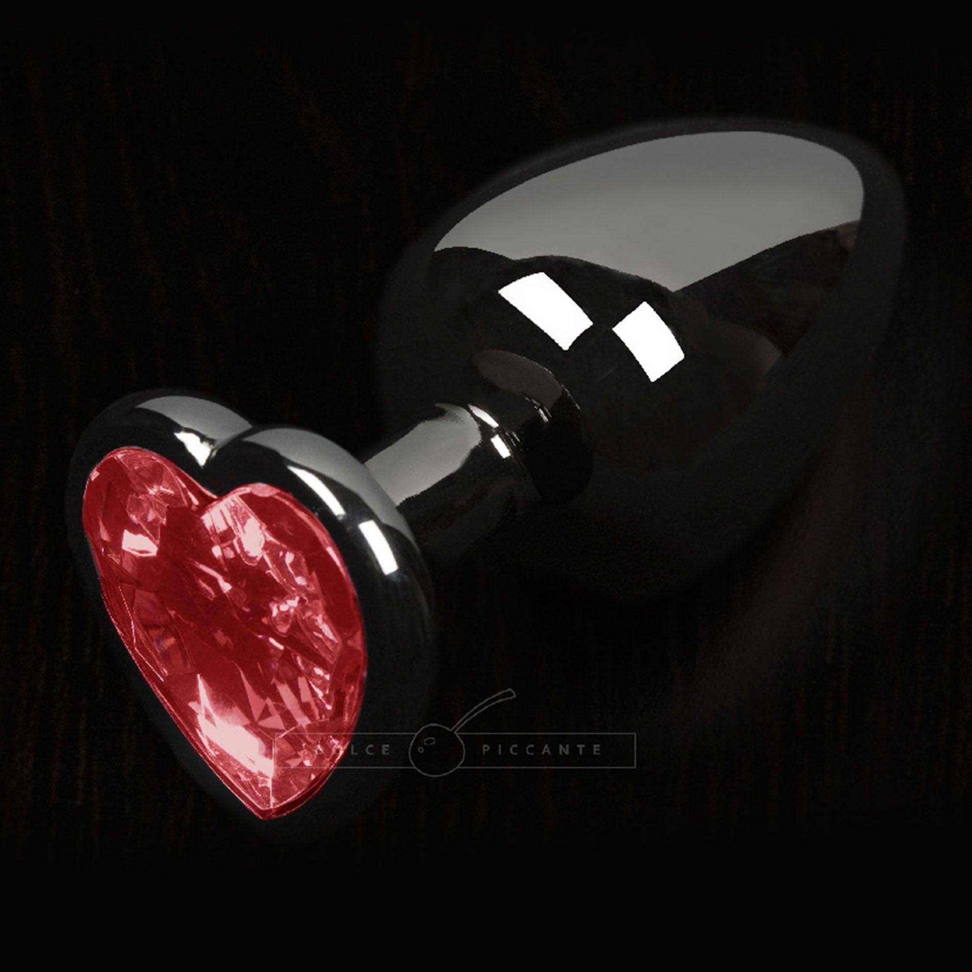 Dolce Piccante Graphite Style Small Anal Plug Red Heart Gem - Adult Planet - Online Sex Toys Shop UK
