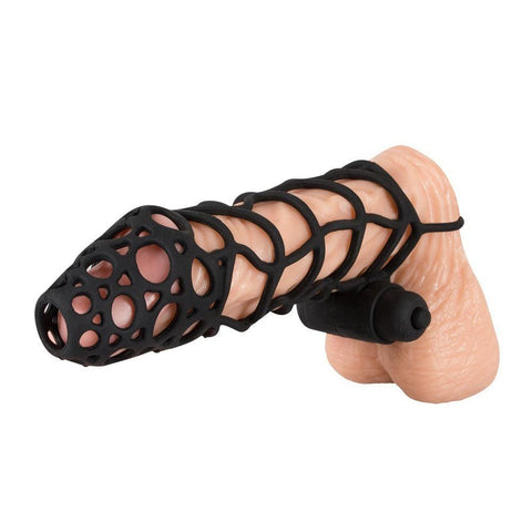 Black Velvet Soft Touch Penis Cage Sleeve And Vibe - Adult Planet - Online Sex Toys Shop UK