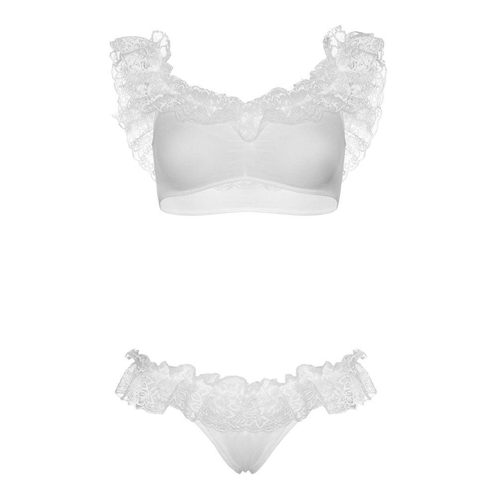 Leg Avenue Lace Ruffle Crop Top and Panty UK 8 to 14 - Adult Planet - Online Sex Toys Shop UK