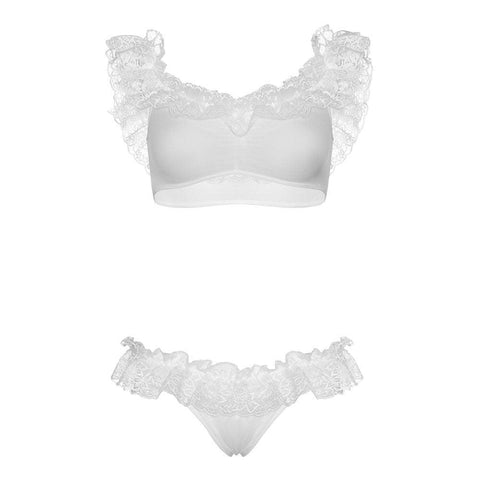 Leg Avenue Lace Ruffle Crop Top and Panty UK 8 to 14 - Adult Planet - Online Sex Toys Shop UK