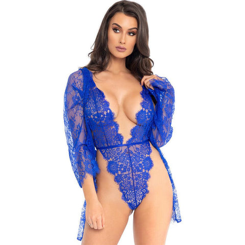 Leg Avenue Floral Lace Teddy and Robe - Adult Planet - Online Sex Toys Shop UK