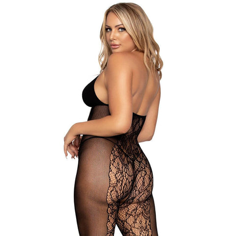 Leg Avenue Lace And Opaque Bodystocking UK 6 to 12 - Adult Planet - Online Sex Toys Shop UK