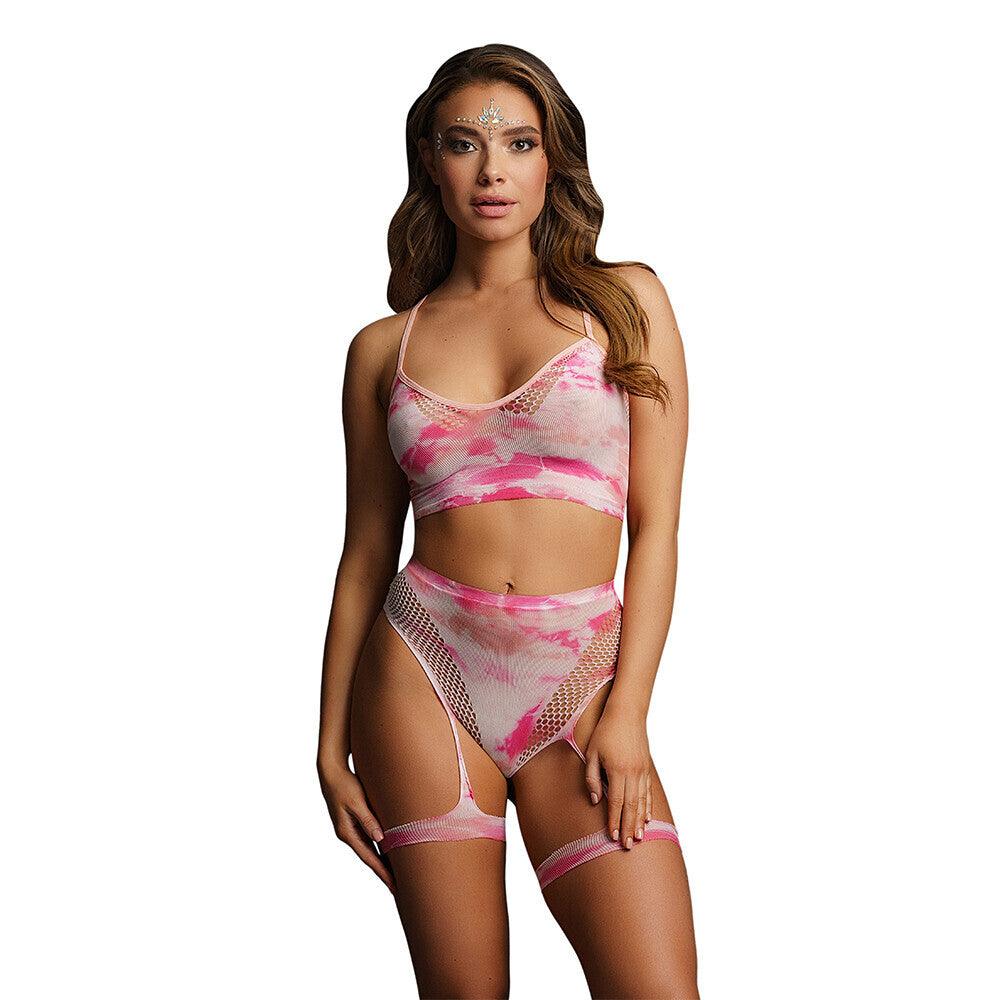 Le Desir Bliss Tie Dye 2 Piece Set With Garters UK 6 to 14 - Adult Planet - Online Sex Toys Shop UK