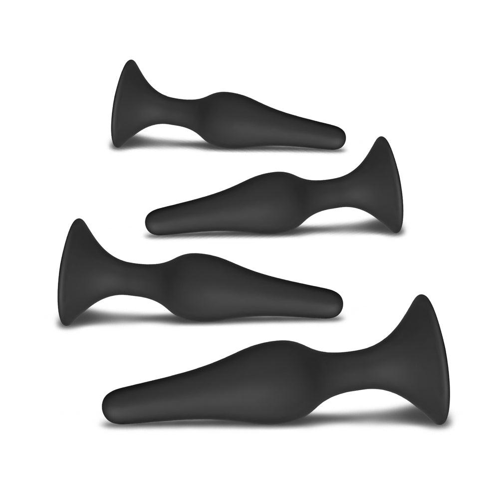 Set of Four Silicone Butt Plugs Black - Adult Planet - Online Sex Toys Shop UK