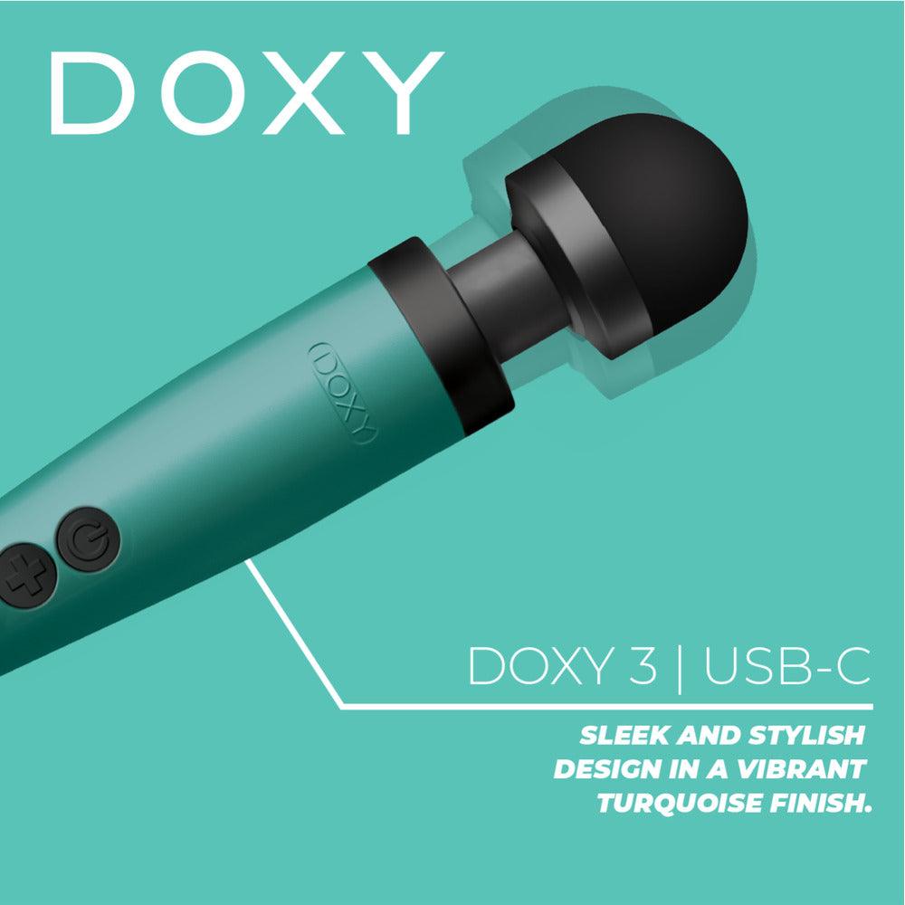 Doxy Wand 3 Turquoise USB Powered - Adult Planet - Online Sex Toys Shop UK
