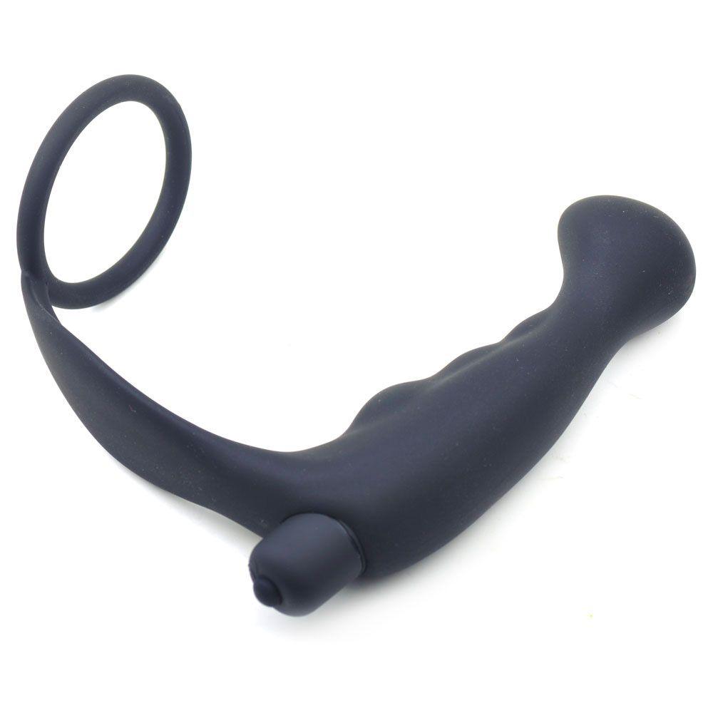 Black Silicone Anal Plug Vibrator with Cock Ring - Adult Planet - Online Sex Toys Shop UK