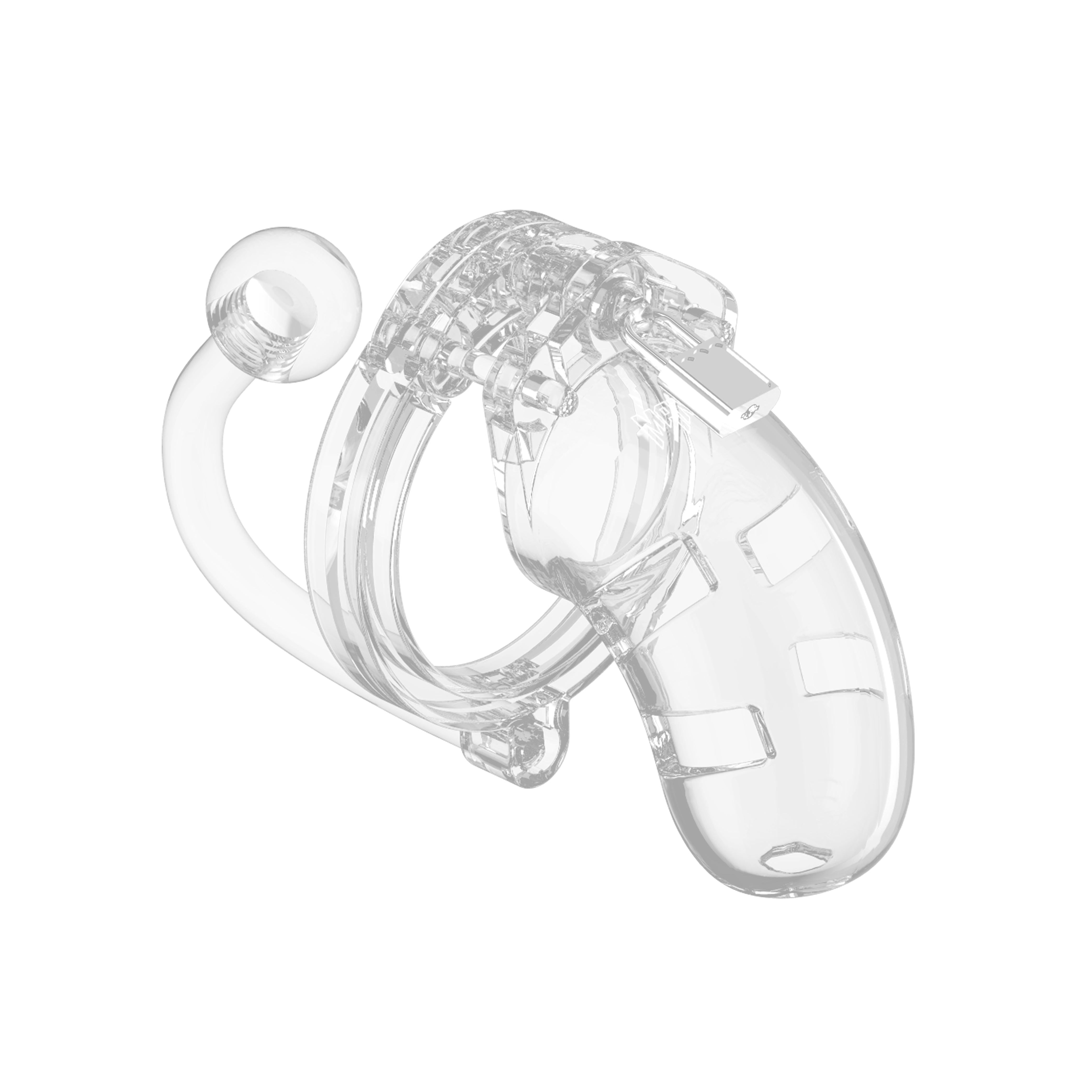 Man Cage 10 Male 3.5 Inch Clear Chastity Cage With Anal Plug - Adult Planet - Online Sex Toys Shop UK