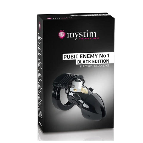 MyStim Pubic Enemy No 1 Black Edition EStim Cock Cage - Adult Planet - Online Sex Toys Shop UK