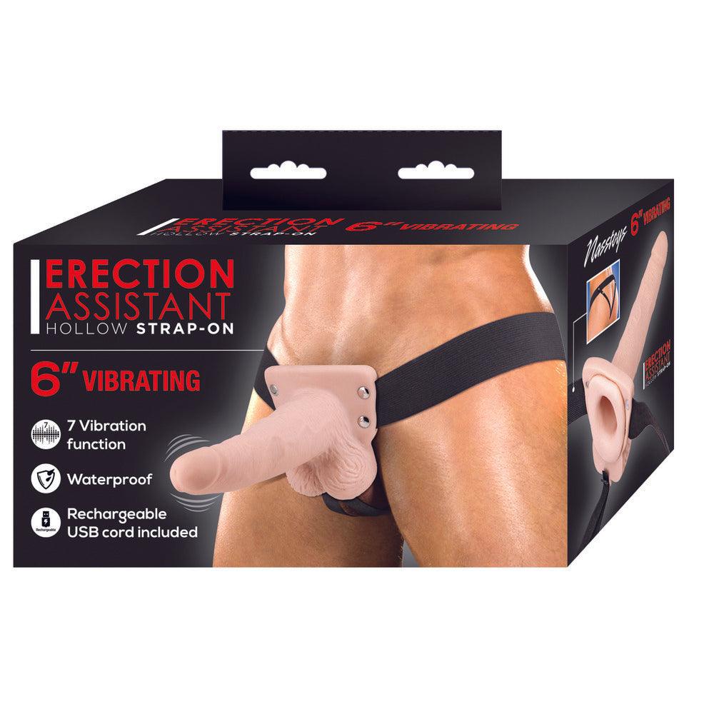 Erection Assistant Hollow Vibrating StrapOn 6 inch Flesh Pink - Adult Planet - Online Sex Toys Shop UK