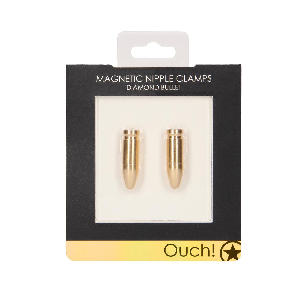 Ouch Magnetic Nipple Clamps Diamond Bullet Gold - Adult Planet - Online Sex Toys Shop UK