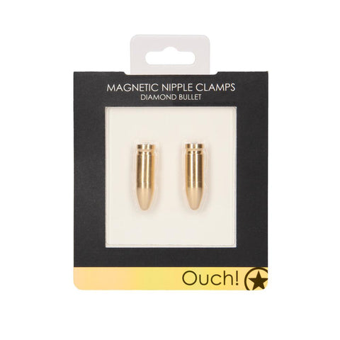 Ouch Magnetic Nipple Clamps Diamond Bullet Gold - Adult Planet - Online Sex Toys Shop UK
