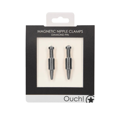 Ouch Magnetic Nipple Clamps Diamond Pin Grey - Adult Planet - Online Sex Toys Shop UK