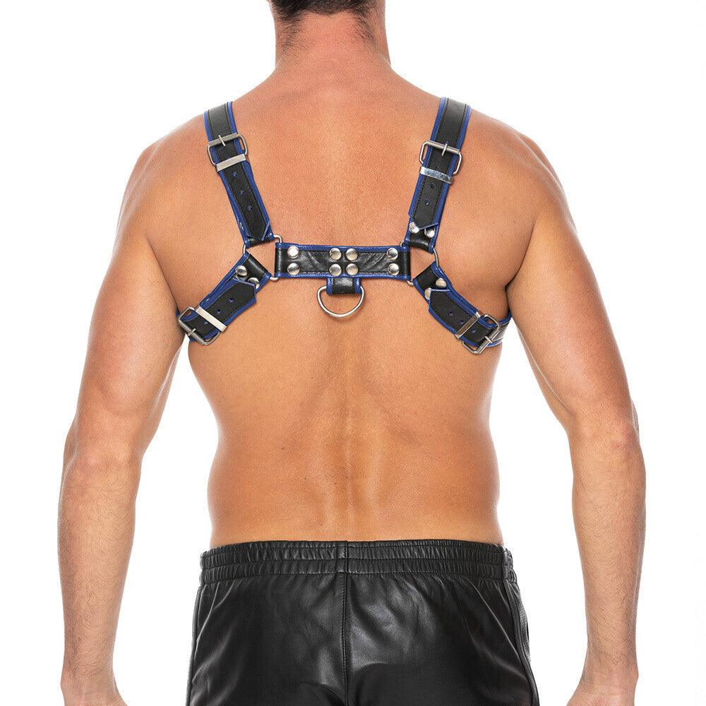 Ouch Chest Bulldog Harness Blue Small To Medium - Adult Planet - Online Sex Toys Shop UK