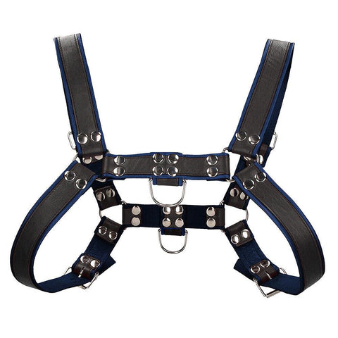 Ouch Chest Bulldog Harness Blue Small To Medium - Adult Planet - Online Sex Toys Shop UK
