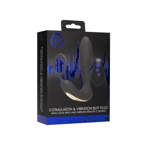Ouch E Stimulation And Vibration Butt Plug And Cock Ring - Adult Planet - Online Sex Toys Shop UK