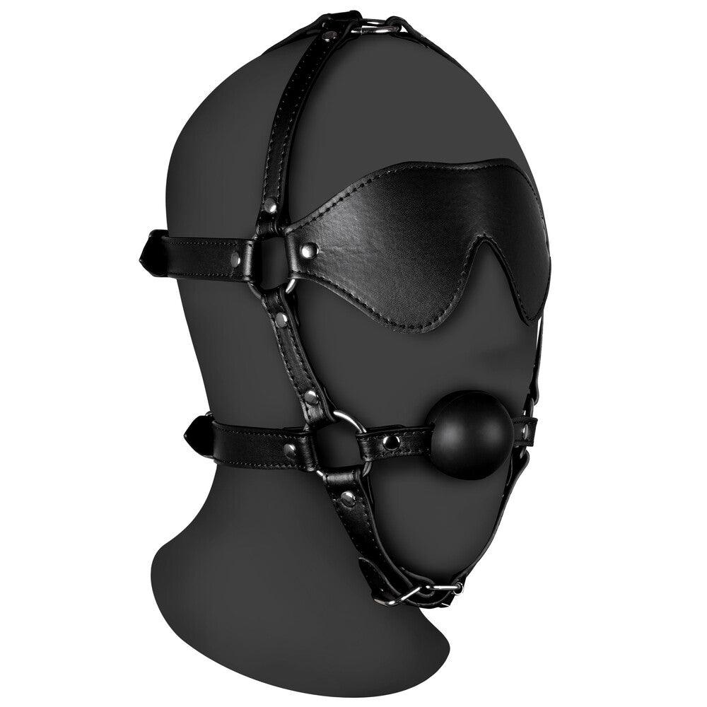 Ouch Xtreme Blindfolded Harness With Solid Ball Gag - Adult Planet - Online Sex Toys Shop UK
