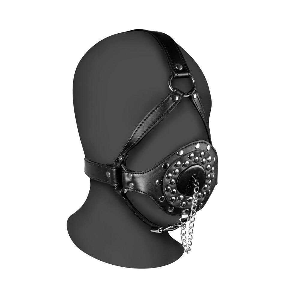 Open Mouth Gag Head Harness with Plug Stopper - Adult Planet - Online Sex Toys Shop UK
