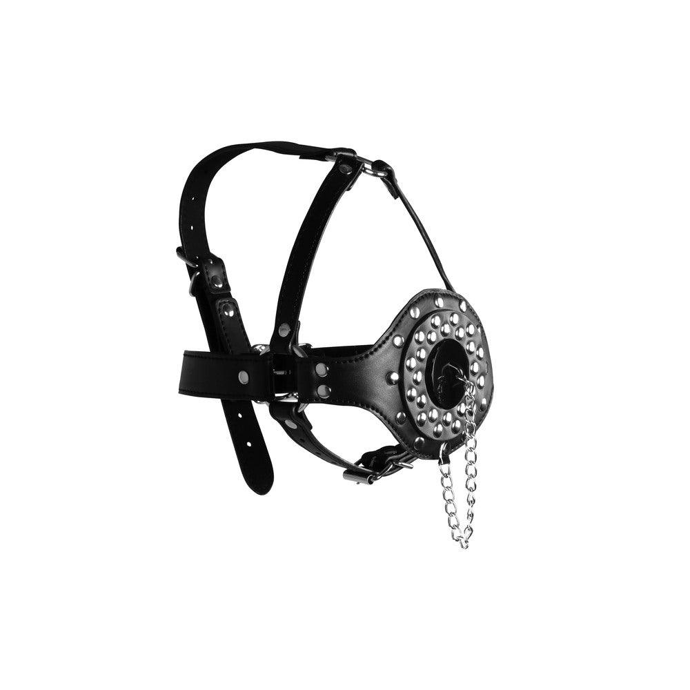Open Mouth Gag Head Harness with Plug Stopper - Adult Planet - Online Sex Toys Shop UK