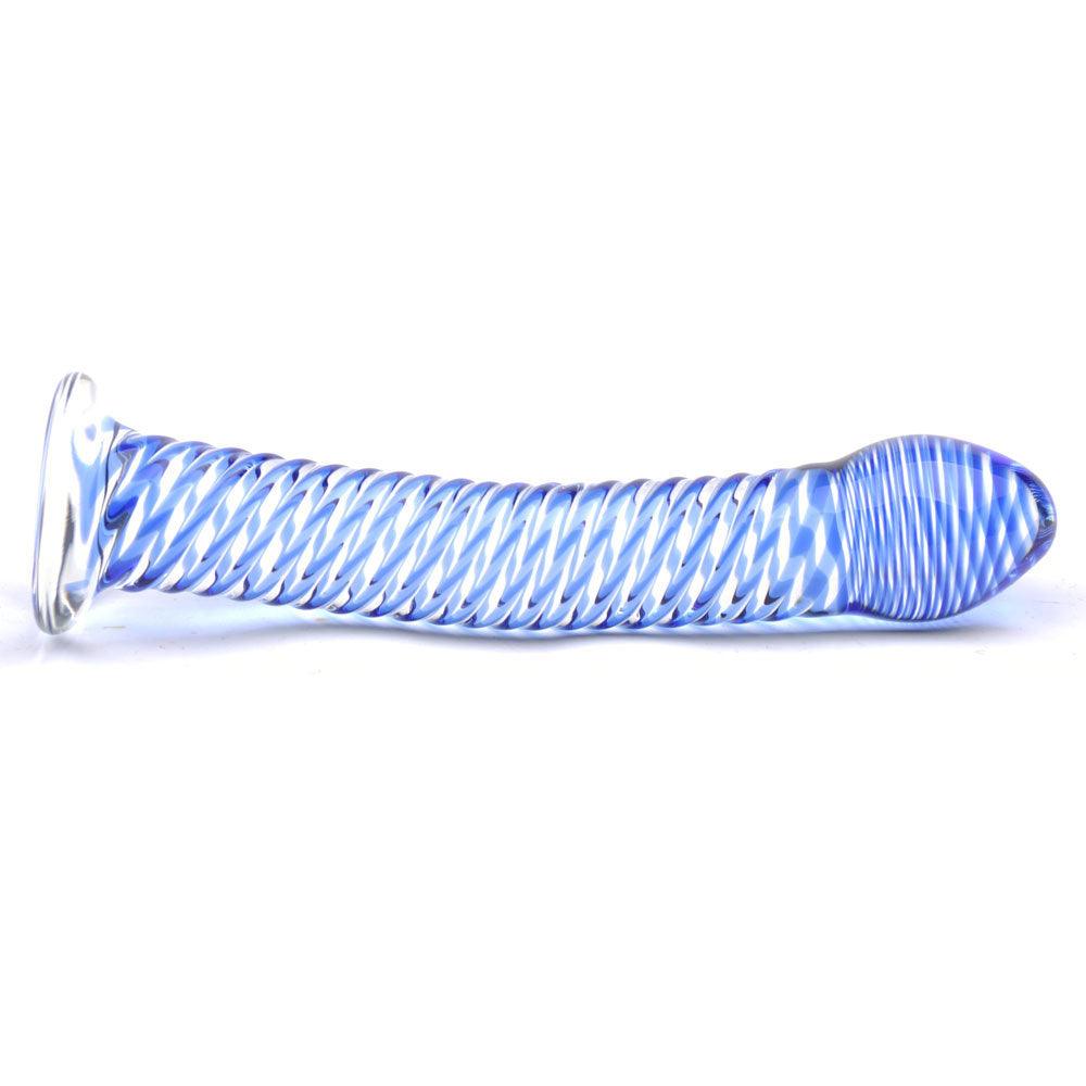 Glass Dildo With Blue Spiral Design - Adult Planet - Online Sex Toys Shop UK