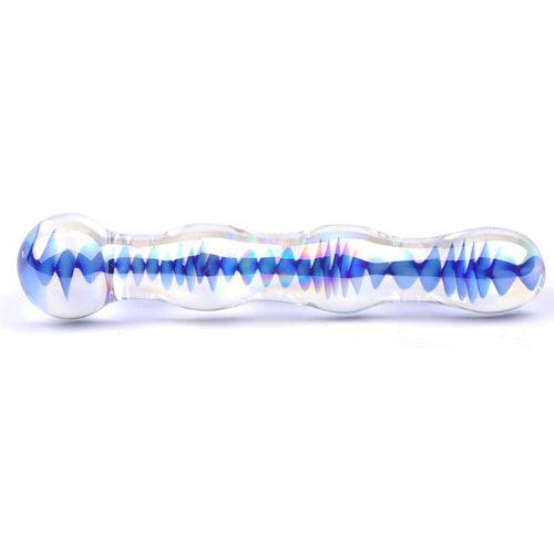 Blue Wavy Glass Dildo - Adult Planet - Online Sex Toys Shop UK